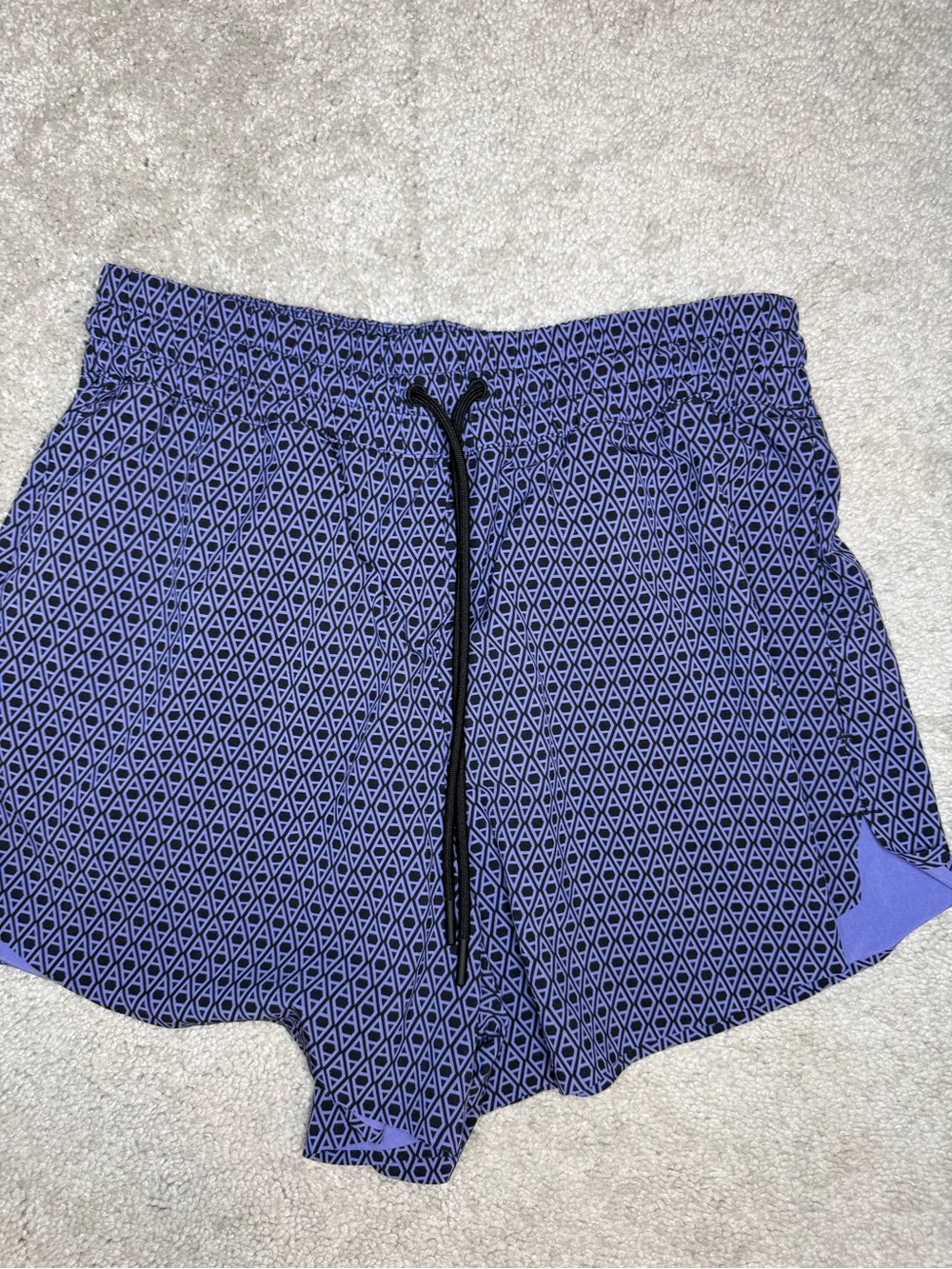 Athleta Purple Geometric Athletic Shorts with Black Drawstring